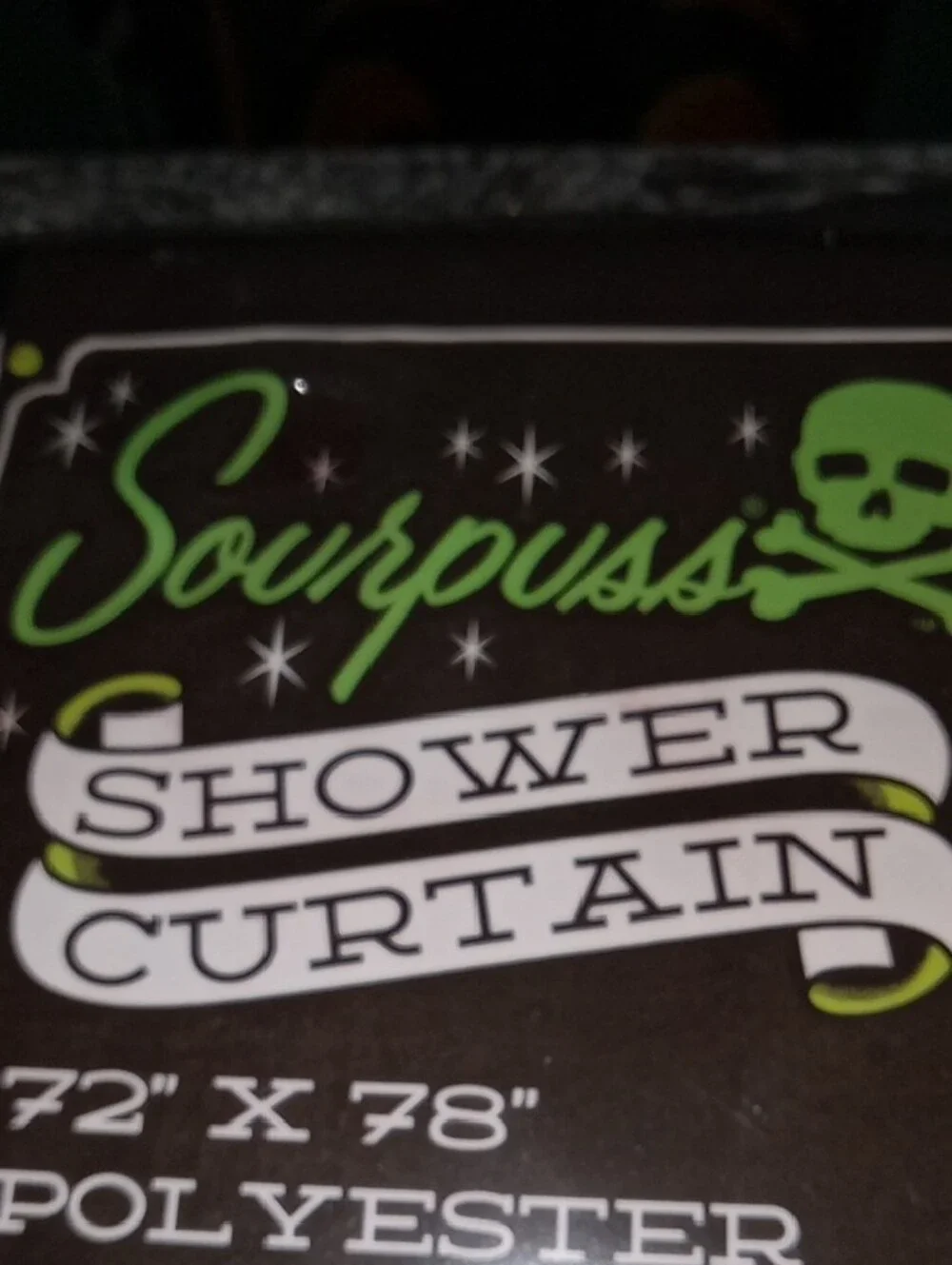 Sourpuss Black Shower Curtain with Monster Print